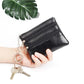 Porte-monnaie compact en similicuir avec porte-clés et triple fermeture zippée