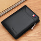 Portefeuille homme cuir véritable compact avec zip, porte-cartes et porte-monnaie