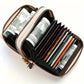 Portefeuille compact femme à double fermeture zippée avec grande capacité pour cartes