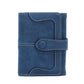 Portefeuille femme compact vintage en cuir PU avec rabat, zip et grande capacité