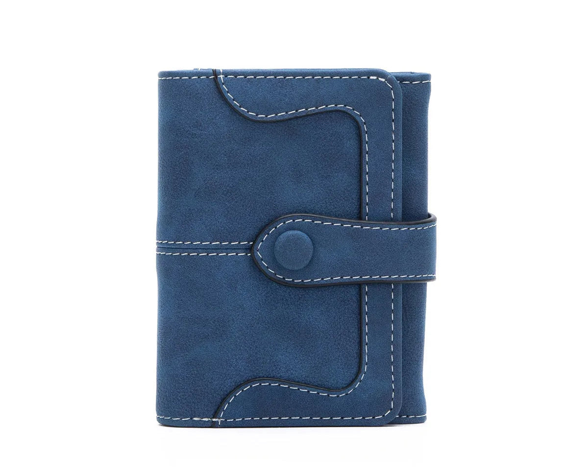 Portefeuille femme compact vintage en cuir PU avec rabat, zip et grande capacité