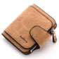 Portefeuille court femme  en cuir abrasif avec porte-monnaie