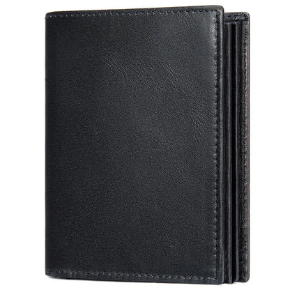 Portefeuille en cuir RFID pour homme – Portefeuille en cuir véritable de vachette, design vintage, format pliable horizontal