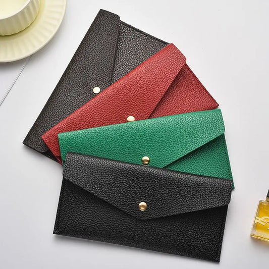 Portefeuille enveloppe femme homme en cuir PU slim pour billets et cartes minimaliste