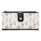 Portefeuille long femme floral en cuir PU avec zip et rabat grande capacité élégant
