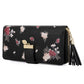 Portefeuille long pour femme en similicuir imprimé floral avec blocage RFID
