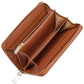 Portefeuille long femme en cuir véritable huilé avec zip et grande capacité élégante