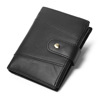 Portefeuille homme cuir véritable vintage compact avec RFID et grande capacité