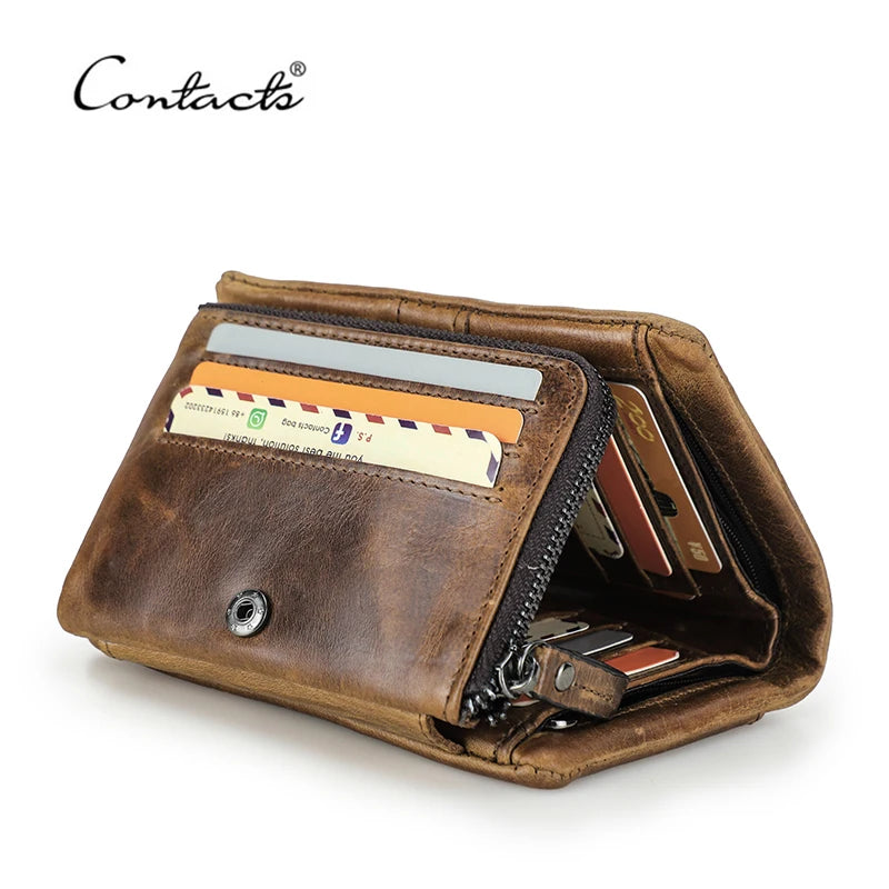 Portefeuille en Cuir Véritable - Design Vintage & Double Sécurité