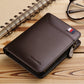Portefeuille homme cuir véritable compact avec zip, porte-cartes et porte-monnaie