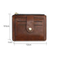 Porte-cartes compact en cuir PU avec zip et bouton pression porte-monnaie unisexe
