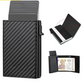 Portefeuille carte RFID aluminium unisexe avec pop-up et design compact minimaliste