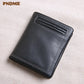 Portefeuille homme cuir véritable compact noir avec porte-cartes et compartiments
