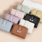 Portefeuille femme compact en cuir PU avec fermeture zippée et bouton élégant