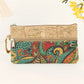 Pochette téléphone en liège zippée motif ethnique multifonction compacte