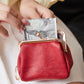 Mini porte-monnaie rétro en cuir PU avec fermoir Kiss Lock et porte-clés intégré