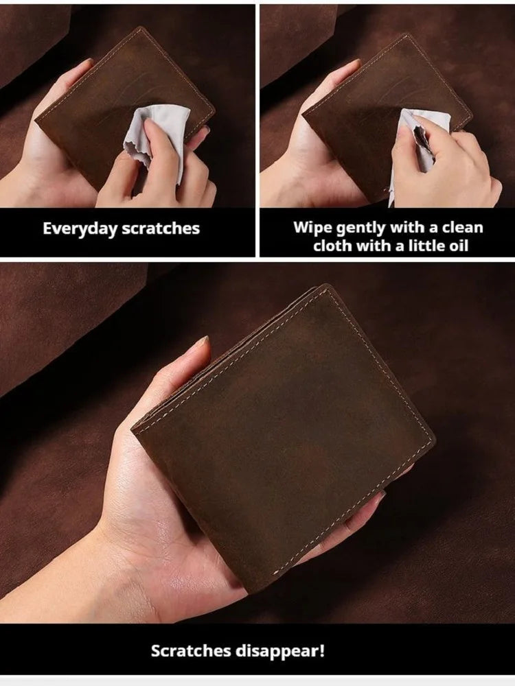 Portefeuille homme cuir crazy horse bifold ultra slim RFID compact vintage