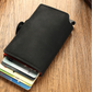 Portefeuille RFID en cuir refendu et aluminium slim avec porte-cartes sécurisé compact