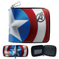 Portefeuille Marvel en cuir PU avec fermeture zippée et design comics multicarte