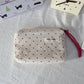 Porte-monnaie en toile à motifs cœurs pour femme avec fermeture zippée