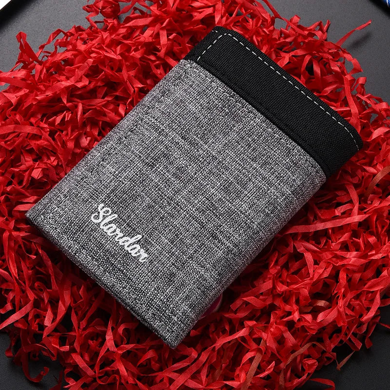 Portefeuille trifold en toile pour homme et étudiant - Style vintage et décontracté