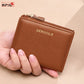 Portefeuille femme compact en cuir véritable RFID avec zip 2-en-1 porte-cartes et porte-monnaie