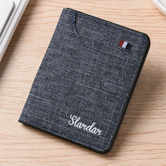 Portefeuille vertical en toile style japonais - Ultra-slim et tendance denim