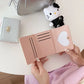 Portefeuille compact à nœud doré et triple volet pour fille