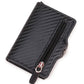 Porte-cartes RFID en cuir PU effet fibre carbone zippé compact ultra fin