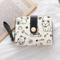 Portefeuille compact en similicuir avec porte-cartes zippé motif chat pour femme
