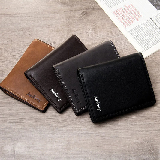 Portefeuille court pour homme en cuir PU souple et minimaliste