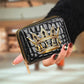 Portefeuille compact femme à double zip en similicuir avec motif chat et porte-cartes
