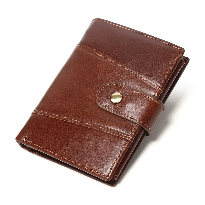 Portefeuille homme cuir véritable vintage compact avec RFID et grande capacité