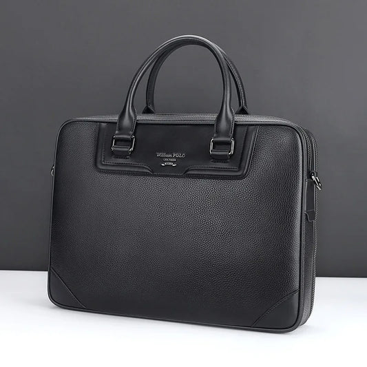 Mallette business  en cuir véritable pour homme - noir chic