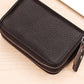 Porte-cartes RFID en cuir véritable avec double fermeture zippée et grande capacité