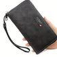 Portefeuille long homme en cuir synthétique avec zip grande capacité et compartiment téléphone