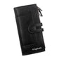 Portefeuille long femme en cuir PU avec rabat, compartiment téléphone et grande capacité