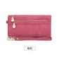 Portefeuille long femme en cuir PU double zip avec grande capacité et dragonne pratique