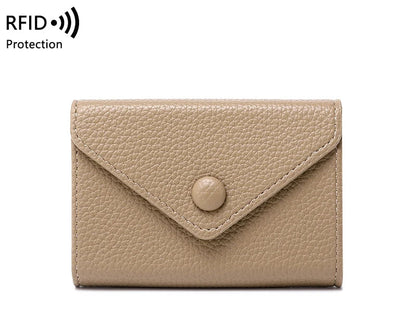 Porte-carte antivol RFID en cuir litchi pour femme