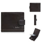 Portefeuille en cuir véritable pour homme – Portefeuille rétro avec fermeture à boucle et poche à monnaie zippée