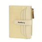 Portefeuille femme compact en cuir PU texturé avec rabat et zip multifonction
