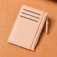 Porte-cartes slim en cuir PU avec fermeture zippée unisexe format compact