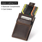Portefeuille porte-cartes homme en cuir véritable compact avec clip et fermeture sécurisée