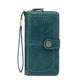 Portefeuille long femme en cuir PU multifonction avec zip, rabat et grande capacité élégante