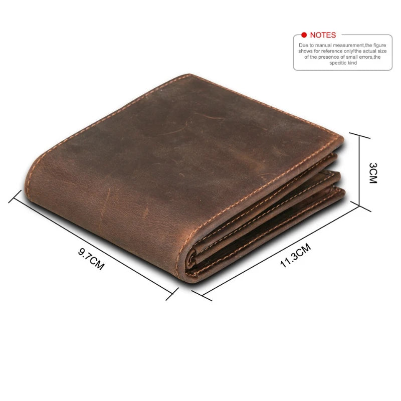 Portefeuille homme en cuir véritable vintage RFID compact avec porte-cartes et billets