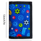 Portefeuille enfant en polyester motif football et basketball multipoches bleu