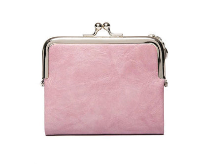 Portefeuille vintage en cuir pour femme avec fermoir Kiss Lock et grande capacité