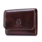 Portefeuille homme trifold en cuir véritable avec RFID, bouton pression et poche zippée