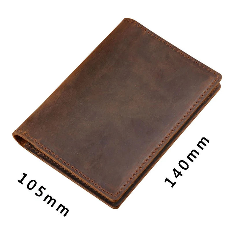 Protège-passeport en cuir véritable vintage avec blocage RFID pour homme