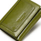 Portefeuille femme en cuir véritable compact avec porte-cartes et poche zippée